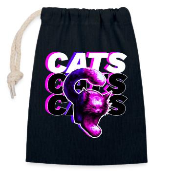 CATS, CATS, CATS · Colorful big cat - Closable cotton gift bag (14x20cm) - navy - Front