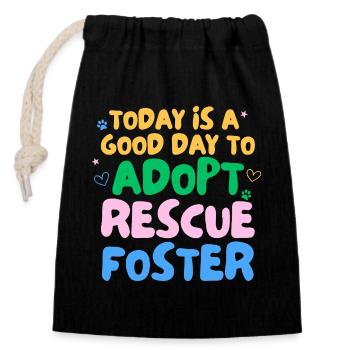 ADOPT DON'T SHOP - Closable cotton gift bag (14x20cm) - black - Front