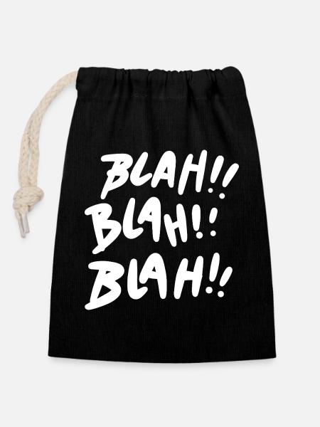 Bla Bla Bla Blanc - Sac cadeau en coton avec cordon (14 x 20 cm) - noir