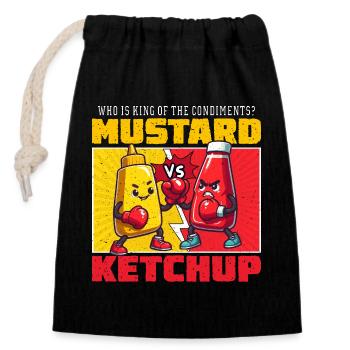 Mustard vs Ketchup Colorful Combat - Closable cotton gift bag (14x20cm) - black - Front