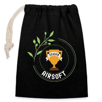 Airsoft Winner Tournament Championship - Closable cotton gift bag (14x20cm) - black - Front