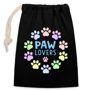 PAW LOVERS Blaue Pastell-Pfoten - Verschließbarer Geschenkbeutel aus Baumwolle (14x20cm) - Schwarz - Vorne