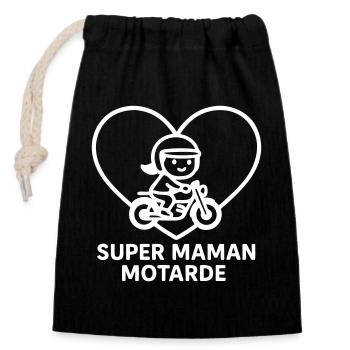 Superbiker-Mama – Motorcycle Heart - Verschließbarer Geschenkbeutel aus Baumwolle (14x20cm) - Schwarz - Vorne