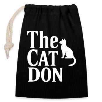 Typographie de style The Cat Don Mafia - Sac cadeau en coton avec cordon (14 x 20 cm) - noir - Devant