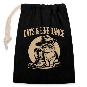 Cats & Line Dance Western Cat - Verschließbarer Geschenkbeutel aus Baumwolle (14x20cm) - Schwarz - Vorne