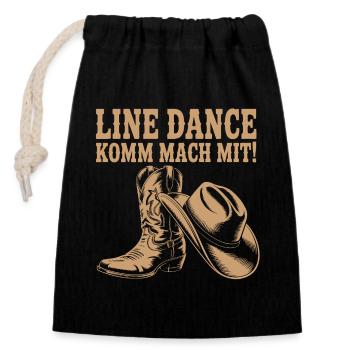 Line Dance Come join us! Cowboy Hat Western Boots - Closable cotton gift bag (14x20cm) - black - Front