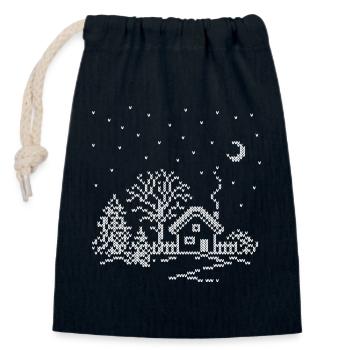 Winter Village Snow Landscape - Closable cotton gift bag (14x20cm) - navy - Front