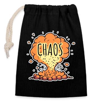 Absolutes CHAOS! - Verschließbarer Geschenkbeutel aus Baumwolle (14x20cm) - Schwarz - Vorne