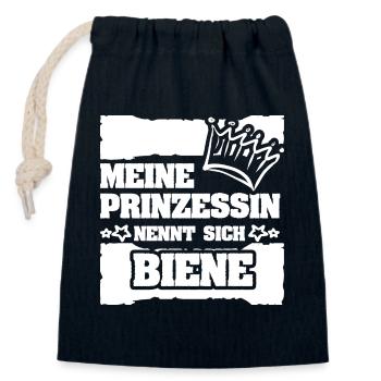Maedchenname Biene - Verschließbarer Geschenkbeutel aus Baumwolle (14x20cm) - Navy - Vorne