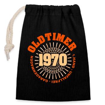1970 - Closable cotton gift bag (14x20cm) - black - Front