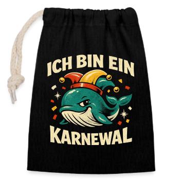 Je suis un jeu de mots Karnewal Jecke 5e saison - Sac cadeau en coton avec cordon (14 x 20 cm) - noir - Devant