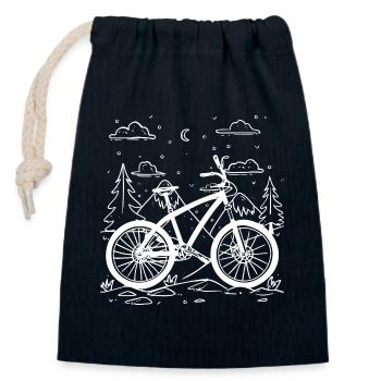 Cartoon Fahrradfahrer - Verschließbarer Geschenkbeutel aus Baumwolle (14x20cm) - Navy - Vorne