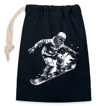 Snowboarder Drawing - Closable cotton gift bag (14x20cm) - navy - Front