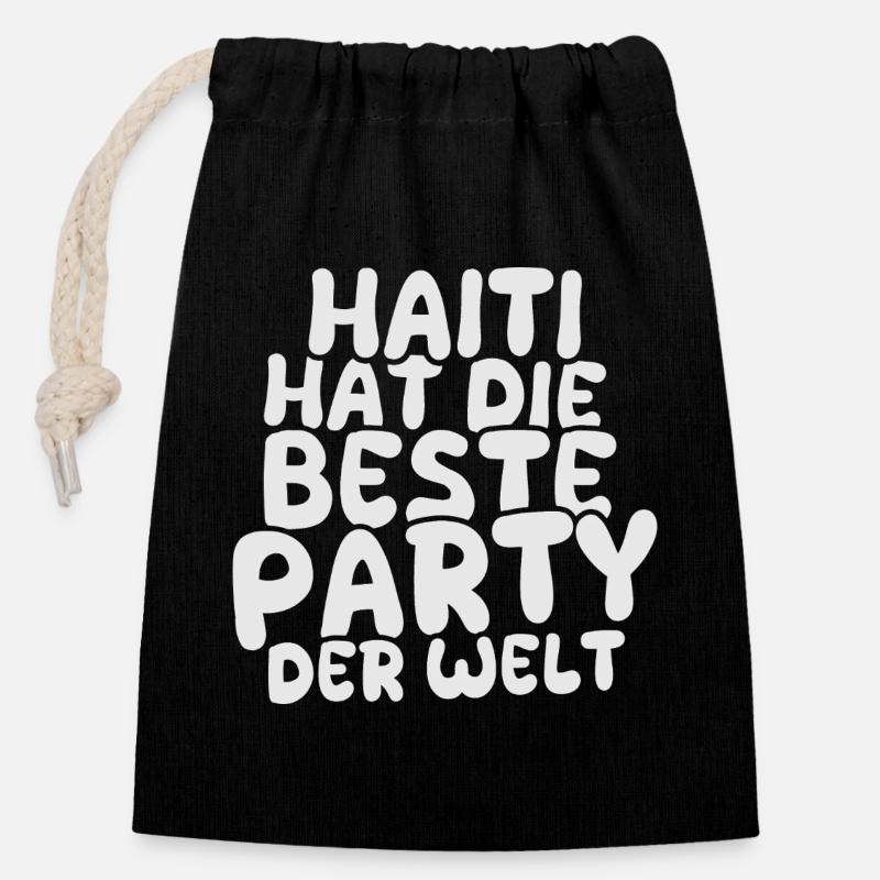 Haïti comme destination de vacances - Sac cadeau en coton avec cordon (14 x 20 cm) - noir