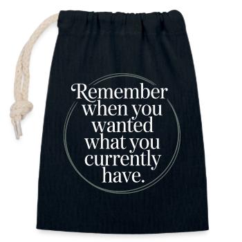 Souvenez-vous quand vous vouliez de la gratitude Pleine conscience - Sac cadeau en coton avec cordon (14 x 20 cm) - bleu marine - Devant