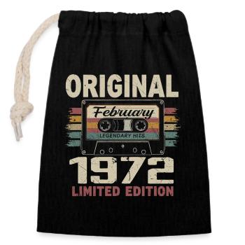 February 1972, February 1972 Birthday Gift - Closable cotton gift bag (14x20cm) - black - Front