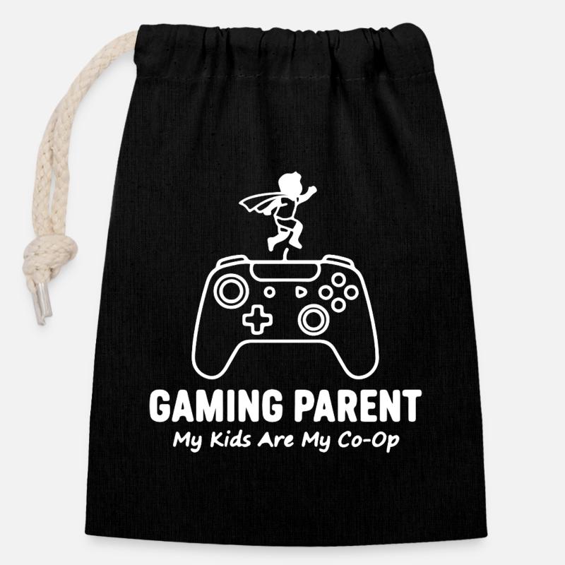 Gaming_Parent - Verschließbarer Geschenkbeutel aus Baumwolle (14x20cm) - Schwarz