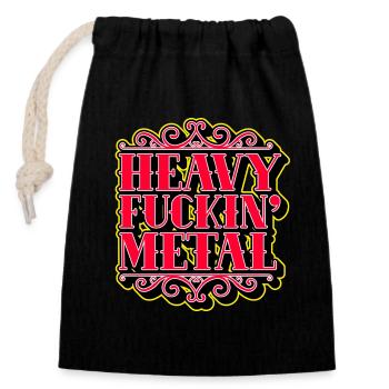Heavy F***ing Metal - Verschließbarer Geschenkbeutel aus Baumwolle (14x20cm) - Schwarz - Vorne