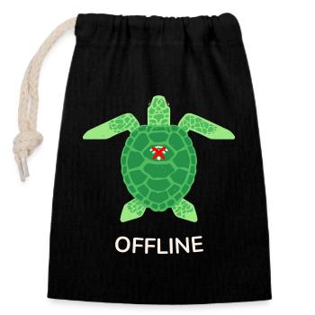 Offline-Modus Turtle - Verschließbarer Geschenkbeutel aus Baumwolle (14x20cm) - Schwarz - Vorne