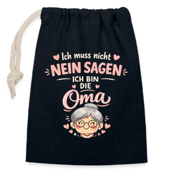 Oma Ich muss nicht nein sagen lustig - Verschließbarer Geschenkbeutel aus Baumwolle (14x20cm) - Navy - Vorne