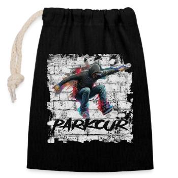 Parkour - Closable cotton gift bag (14x20cm) - black - Front