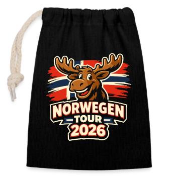 Norway 2026 Gift Holiday Fjord - Closable cotton gift bag (14x20cm) - black - Front