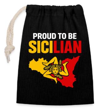 Stolz Sicilianer – Sizilien Farbblock - Verschließbarer Geschenkbeutel aus Baumwolle (14x20cm) - Schwarz - Vorne