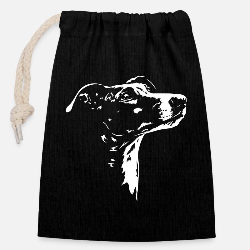 Galgo Espanol Silhouette Galga Windhunde Wilsigns - Verschließbarer Geschenkbeutel aus Baumwolle (14x20cm) - Schwarz