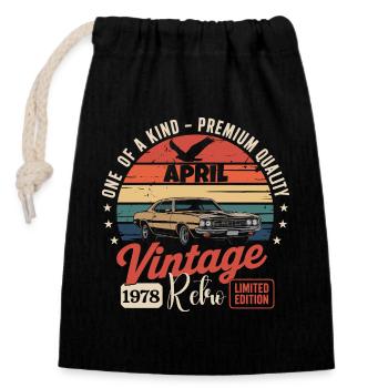 48 Jahre April 1978 Vintage Retro-Jubiläumsgeschenk - Verschließbarer Geschenkbeutel aus Baumwolle (14x20cm) - Schwarz - Vorne