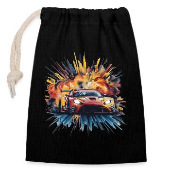 Gravure de peinture de voitures de course sportives plus rapides - Sac cadeau en coton avec cordon (14 x 20 cm) - noir - Devant