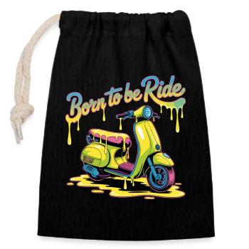 Né pour faire du scooter Neon Splash - Sac cadeau en coton avec cordon (14 x 20 cm) - noir - Devant