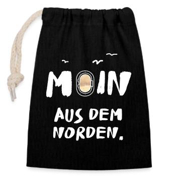 moin aus dem norden - Verschließbarer Geschenkbeutel aus Baumwolle (14x20cm) - Schwarz - Vorne