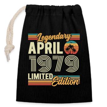 April 1979 47th Anniversary Gift - April 1979 - Closable cotton gift bag (14x20cm) - black - Front
