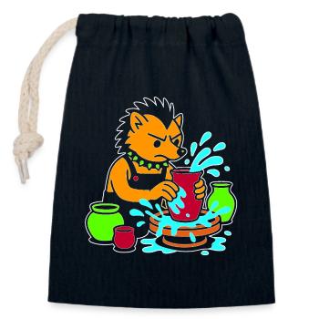 Pottery Pup Splash - Closable cotton gift bag (14x20cm) - navy - Front