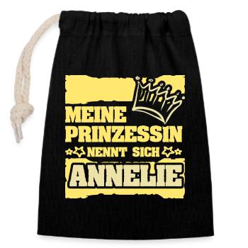 Spruch Annelie - Verschließbarer Geschenkbeutel aus Baumwolle (14x20cm) - Schwarz - Vorne