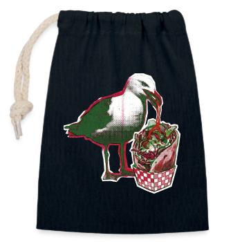 Kebab Seagull - Closable cotton gift bag (14x20cm) - navy - Front