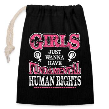 Fundamental Rights Feminist Tee - Closable cotton gift bag (14x20cm) - black - Front