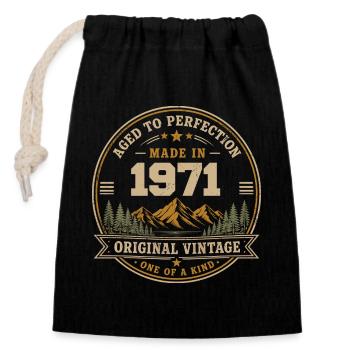 1971 Retro 1971 Vintage 1971 Gift 1971 - Closable cotton gift bag (14x20cm) - black - Front
