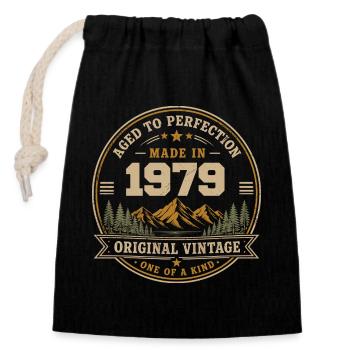 1979 Retro 1979 Vintage 1979 Gift 1979 - Closable cotton gift bag (14x20cm) - black - Front