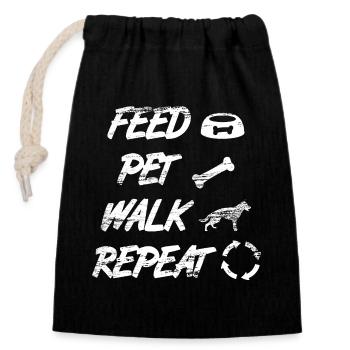 Feed Pet Walk Repeat - Verschließbarer Geschenkbeutel aus Baumwolle (14x20cm) - Schwarz - Vorne