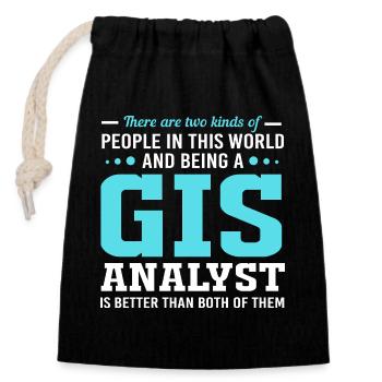 GIS-Analyst Kartografie Geografie Geography - Verschließbarer Geschenkbeutel aus Baumwolle (14x20cm) - Schwarz - Vorne