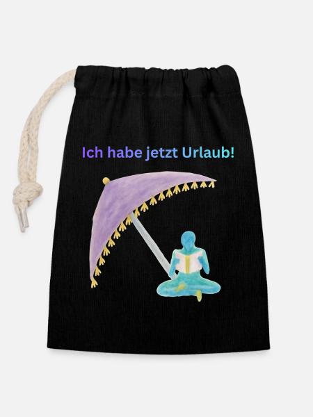 Urlaubsträume unter Zeltschirm - Verschließbarer Geschenkbeutel aus Baumwolle (14x20cm) - Schwarz