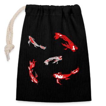 karpfen rot fische kois japan muster abstrakt art - Verschließbarer Geschenkbeutel aus Baumwolle (14x20cm) - Schwarz - Vorne