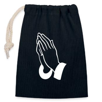 Prayer Hands Line Art - Closable cotton gift bag (14x20cm) - navy - Front
