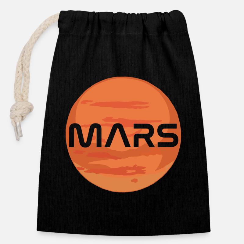 Planet Mars - Verschließbarer Geschenkbeutel aus Baumwolle (14x20cm) - Schwarz