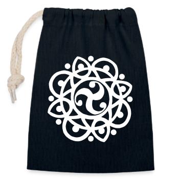 Keltische Blume und Sonne (weiß) - Verschließbarer Geschenkbeutel aus Baumwolle (14x20cm) - Navy - Vorne
