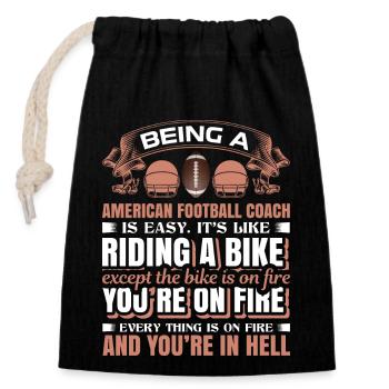 American football - Closable cotton gift bag (14x20cm) - black - Front