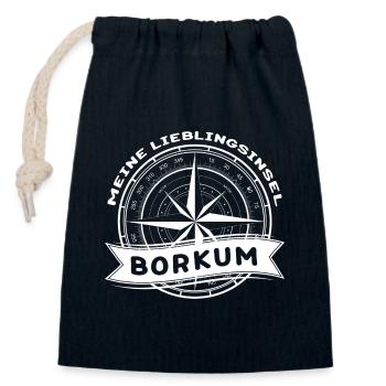 Borkum - Meine Lieblingsinsel - Verschließbarer Geschenkbeutel aus Baumwolle (14x20cm) - Navy - Vorne