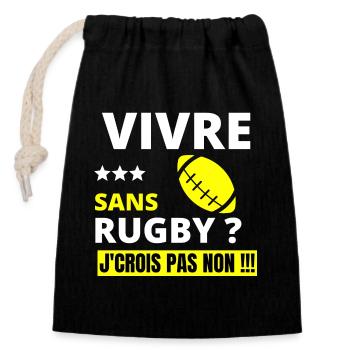 rugby, rugby sport, rugby humour - Sac cadeau en coton avec cordon (14 x 20 cm) - noir - Devant