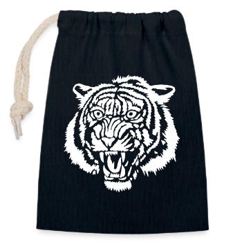 White tiger graffiti - Closable cotton gift bag (14x20cm) - navy - Front